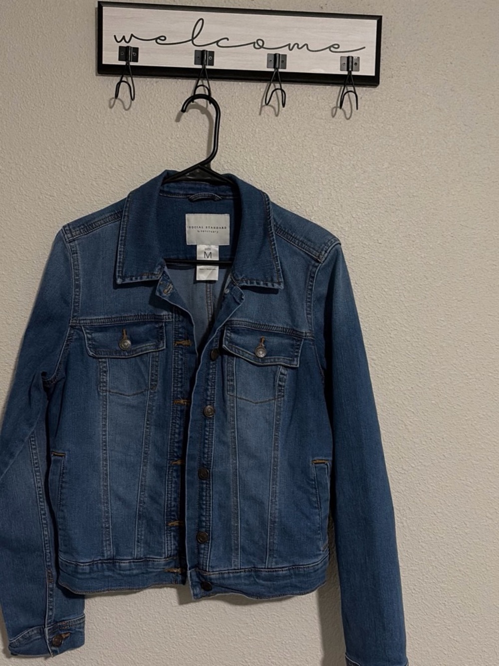 Sanctuary Medium Blue Denim Shirt Jacket with Button Front